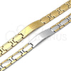 Stainless Steel Solid Bracelet, Polished, Two Tone, 03.114.0247.08 (12 MM Thickness, 8 Inches Length)