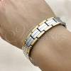 Stainless Steel Solid Bracelet, Polished, Two Tone, 03.114.0256.09 (14 MM Thickness, 9 Inches Length)