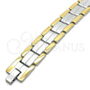 Stainless Steel Solid Bracelet, Polished, Two Tone, 03.114.0256.09 (14 MM Thickness, 9 Inches Length)