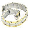 Stainless Steel Solid Bracelet, Polished, Two Tone, 03.114.0256.09 (14 MM Thickness, 9 Inches Length)