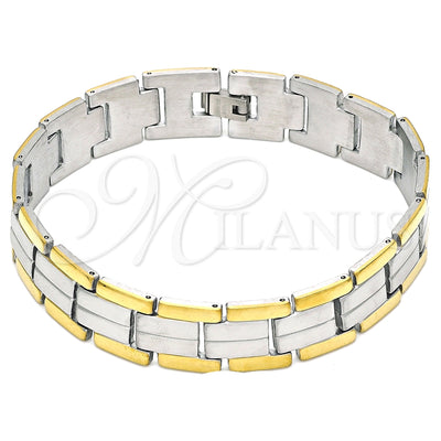 Stainless Steel Solid Bracelet, Polished, Two Tone, 03.114.0256.09 (14 MM Thickness, 9 Inches Length) for wholesale, main product view