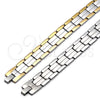 Stainless Steel Solid Bracelet, Polished, Two Tone, 03.114.0256.09 (14 MM Thickness, 9 Inches Length)