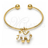 Oro Laminado Individual Bangle, Gold Filled Style Elephant Design, with White Crystal, White Enamel Finish, Golden Finish, 07.179.0002 (02 MM Thickness, One size fits all)