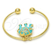 Oro Laminado Individual Bangle, Gold Filled Style Elephant Design, with White Crystal, Turquoise Enamel Finish, Golden Finish, 07.179.0002.2 (02 MM Thickness, One size fits all)