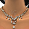 Oro Laminado Necklace and Earring, Gold Filled Style Teardrop Design, with White Cubic Zirconia, Polished, Golden Finish, 06.221.0005