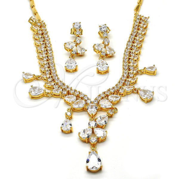 Gold Filled Ring — Necklace and Earring Teardrop Design with White Cubic — main product view — SKU 114319 | Oro Laminado anillo — Necklace and Earring Teardrop diseño with blanco Cubic — SKU 114319