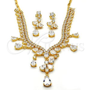 Gold Filled Ring — Necklace and Earring Teardrop Design with White Cubic — main product view — SKU 114319 | Oro Laminado anillo — Necklace and Earring Teardrop diseño with blanco Cubic — SKU 114319