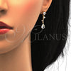 Oro Laminado Necklace and Earring, Gold Filled Style Flower and Leaf Design, with White Cubic Zirconia, Polished, Golden Finish, 06.205.0002