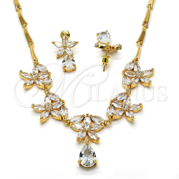 Gold Filled Ring — Necklace and Earring Flower and Teardrop Design with — main product view — SKU 114324 | Oro Laminado anillo — Necklace and Earring flor and Teardrop diseño with — SKU 114324