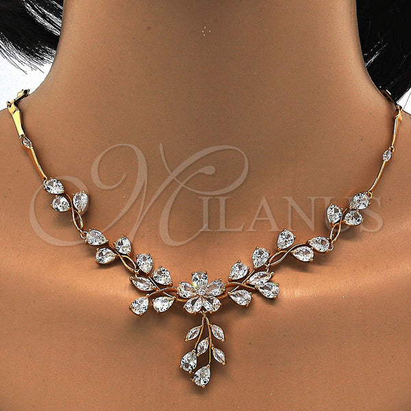 Gold Filled Ring — Necklace and Earring Flower and Leaf Design with — main product view — SKU 114325 | Oro Laminado anillo — Necklace and Earring flor and Leaf diseño with — SKU 114325