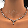 Oro Laminado Necklace and Earring, Gold Filled Style Teardrop Design, with White Cubic Zirconia, Polished, Golden Finish, 06.205.0005