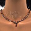 Oro Laminado Necklace and Earring, Gold Filled Style Teardrop Design, with Multicolor Cubic Zirconia, Polished, Golden Finish, 06.205.0005.1