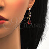 Oro Laminado Necklace and Earring, Gold Filled Style Teardrop and Leaf Design, with Multicolor Cubic Zirconia, Polished, Golden Finish, 06.205.0006.1