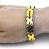 Stainless Steel Solid Bracelet, Polished, Golden Finish, 03.114.0283.08 (12 MM Thickness, 8 Inches Length)