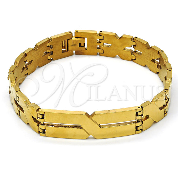 Stainless Steel Solid Bracelet, Polished, Golden Finish, 03.114.0283.08 (12 MM Thickness, 8 Inches Length)