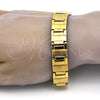 Stainless Steel Solid Bracelet, Brushed Finish, Golden Finish, 03.114.0284.08 (14 MM Thickness, 8 Inches Length)