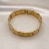 Stainless Steel Solid Bracelet, Brushed Finish, Golden Finish, 03.114.0284.08 (14 MM Thickness, 8 Inches Length)