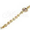 Oro Laminado Fancy Bracelet, Gold Filled Style Flower Design, with Amethyst and White Cubic Zirconia, Polished, Golden Finish, 03.210.0044.2.08 (8 Inches Length)