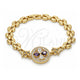 Oro Laminado Fancy Bracelet, Gold Filled Style Flower Design, with Amethyst and White Cubic Zirconia, Polished, Golden Finish, 03.210.0044.2.08 (8 Inches Length)