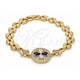 Pulsera Elegante 03.210.0044.3.08 Oro Laminado, Diseño de Flor, con Zirconia Cubica Zafiro Azul y Blanca, Pulido, Tono Dorado (Grosor 08 MM, 8 Pulgadas de Largo)