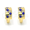 Oro Laminado Huggie Hoop, Gold Filled Style with Sapphire Blue and White Crystal, Polished, Golden Finish, 02.165.0129.5