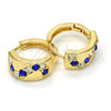 Oro Laminado Huggie Hoop, Gold Filled Style with Sapphire Blue and White Crystal, Polished, Golden Finish, 02.165.0129.5
