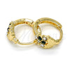 Oro Laminado Huggie Hoop, Gold Filled Style Strawberry Design, with Green and White Crystal, Polished, Golden Finish, 02.165.0130.5