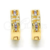 Oro Laminado Huggie Hoop, Gold Filled Style with Amethyst and White Crystal, Polished, Golden Finish, 02.165.0142.6