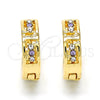 Oro Laminado Huggie Hoop, Gold Filled Style with Amethyst and White Crystal, Polished, Golden Finish, 02.165.0142.6