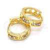 Oro Laminado Huggie Hoop, Gold Filled Style with Amethyst and White Crystal, Polished, Golden Finish, 02.165.0142.6