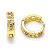 Oro Laminado Huggie Hoop, Gold Filled Style with Amethyst and White Crystal, Polished, Golden Finish, 02.165.0142.6