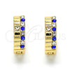 Oro Laminado Huggie Hoop, Gold Filled Style with Sapphire Blue and White Crystal, Polished, Golden Finish, 02.165.0143.5