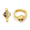 Oro Laminado Huggie Hoop, Gold Filled Style with Garnet and White Crystal, Polished, Golden Finish, 02.165.0145.2