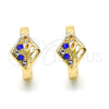Oro Laminado Huggie Hoop, Gold Filled Style with Sapphire Blue and White Crystal, Polished, Golden Finish, 02.165.0145.3