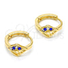 Oro Laminado Huggie Hoop, Gold Filled Style with Sapphire Blue and White Crystal, Polished, Golden Finish, 02.165.0145.3