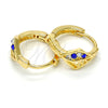 Oro Laminado Huggie Hoop, Gold Filled Style with Sapphire Blue and White Crystal, Polished, Golden Finish, 02.165.0145.3
