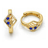 Oro Laminado Huggie Hoop, Gold Filled Style with Sapphire Blue and White Crystal, Polished, Golden Finish, 02.165.0145.3