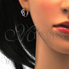Oro Laminado Huggie Hoop, Gold Filled Style with Sapphire Blue and White Crystal, Polished, Golden Finish, 02.165.0146.3