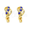 Oro Laminado Huggie Hoop, Gold Filled Style with Sapphire Blue and White Crystal, Polished, Golden Finish, 02.165.0146.3