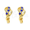 Oro Laminado Huggie Hoop, Gold Filled Style with Sapphire Blue and White Crystal, Polished, Golden Finish, 02.165.0146.3