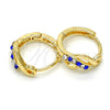 Oro Laminado Huggie Hoop, Gold Filled Style with Sapphire Blue and White Crystal, Polished, Golden Finish, 02.165.0146.3