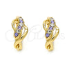 Oro Laminado Huggie Hoop, Gold Filled Style with Amethyst and White Crystal, Polished, Golden Finish, 02.165.0146.4