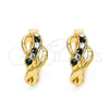 Oro Laminado Huggie Hoop, Gold Filled Style with Green and White Crystal, Polished, Golden Finish, 02.165.0146.5