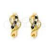 Oro Laminado Huggie Hoop, Gold Filled Style with Green and White Crystal, Polished, Golden Finish, 02.165.0146.5