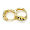 Oro Laminado Huggie Hoop, Gold Filled Style with Green and White Crystal, Polished, Golden Finish, 02.165.0146.5