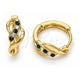Oro Laminado Huggie Hoop, Gold Filled Style with Green and White Crystal, Polished, Golden Finish, 02.165.0146.5