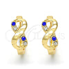 Oro Laminado Huggie Hoop, Gold Filled Style Infinite Design, with Sapphire Blue and White Crystal, Polished, Golden Finish, 02.165.0148.3