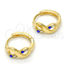 Oro Laminado Huggie Hoop, Gold Filled Style Infinite Design, with Sapphire Blue and White Crystal, Polished, Golden Finish, 02.165.0148.3