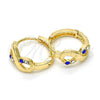 Oro Laminado Huggie Hoop, Gold Filled Style Infinite Design, with Sapphire Blue and White Crystal, Polished, Golden Finish, 02.165.0148.3