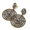Oro Laminado Long Earring, Gold Filled Style with Black Crystal, Black Enamel Finish, Golden Finish, 02.268.0036